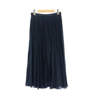 ANAYI ラメ プリーツスカート ロング イージー 38 紺 ネイビー