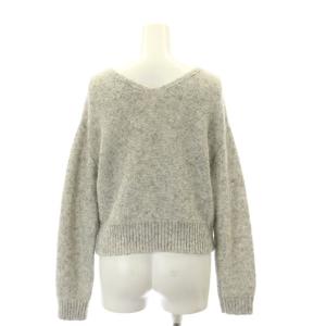 ANAYI スパンコール ニット セーター 長袖 2WAY Vネック クルーネック ショート丈 38 グレー