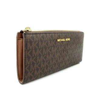 MICHAEL KORS ジェットセットトラベル Lジップ 長財布 小銭入れ レザー 茶 ブラウン