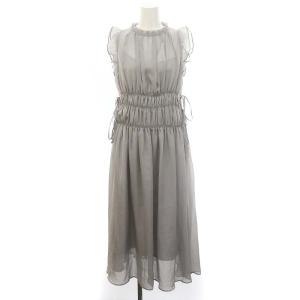 24SS シフォンギャザーノースリワンピース ロング 0 グレー /HK OS
