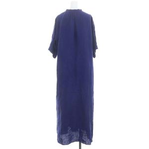 JOURNAL STANDARD L'ESSAGE 24SS フレンチリネンワンピース ロング マキシ 七分袖 スキッパー 38 青 ブルー