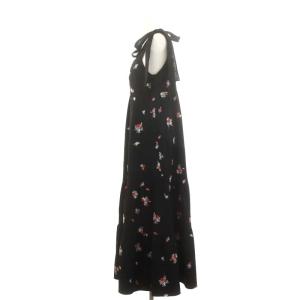 SNIDEL 24SS ショルダーリボンエンブロイダリーワンピ ワンピース ロング 1 黒 ブラック マルチカラー