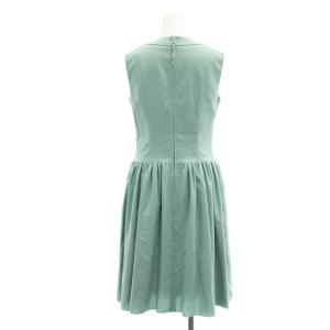 FOXEY NEW YORK ノースリーブワンピース ロング ストレッチ 38 緑 グリーン 39814