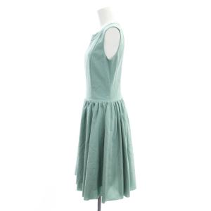 FOXEY NEW YORK ノースリーブワンピース ロング ストレッチ 38 緑 グリーン 39814