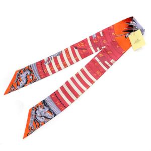 HERMES TWILLY ツイリー SOIE ASTROLOGIE スカーフ シルク 赤 オレンジ レッド