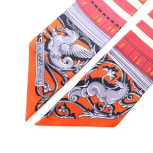 HERMES TWILLY ツイリー SOIE ASTROLOGIE スカーフ シルク 赤 オレンジ レッド