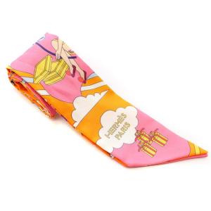 TWILLY ツイリー CARRES VOLANTS スカーフ 総柄 シルク オレンジ マルチカラー