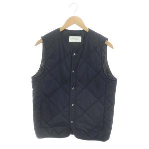 中綿キルティングVネックベスト M 紺 ネイビー