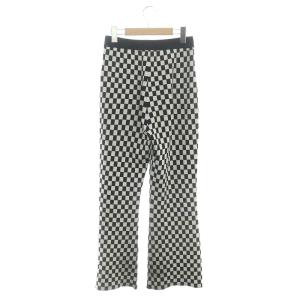 JOURNAL STANDARD L'ESSAGE フラッグチェックパンツ フレア ニット 黒 白 ブラック ホワイト