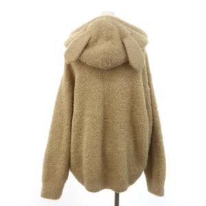 gelato pique イヌモコパーカ ショートパンツ パジャマ Hall セットアップ 上下 長袖 ジップアップ イージー F ベージュ