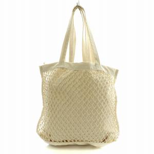 beautiful people トートバッグ メッシュ キャンバス レイヤード 巾着 アイボリー