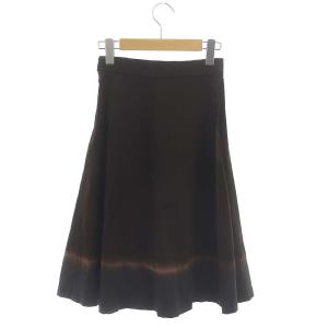 PRADA タイダイ フレア スカート 膝丈 36 茶 ブラウン