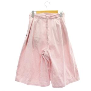 BOTTEGA VENETA ストライプ ハーフパンツ タック ハイウエスト イタリア製 42 赤 レッド