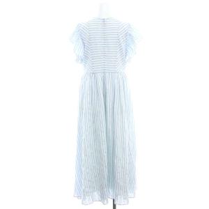 Chesty 24SS パールミックスストライプワンピース ロング 半袖 1 青 ブルー /MY OS
