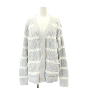 gelato pique ボーダーアラン セットアップ 上下 カーディガン パンツ ルームウェア ナイトウェア F グレー ホワイト