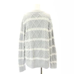 gelato pique ボーダーアラン セットアップ 上下 カーディガン パンツ ルームウェア ナイトウェア F グレー ホワイト