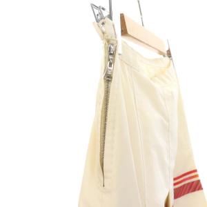 LOUIS VUITTON フレアスカート 膝丈 ボーダー 切替 シルク混 フランス製 38 アイボリー