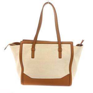 キャンバス トートバッグ ハンドバッグ レザー ゴールド色