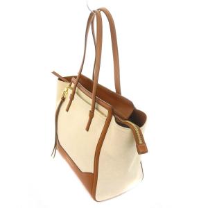 キャンバス トートバッグ ハンドバッグ レザー ゴールド色
