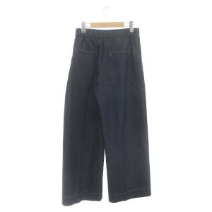 DRESSTERIOR イージーウエストワイドデニムパンツ ジーンズ センタープレス 38 紺 ネイビー