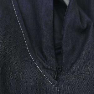 DRESSTERIOR イージーウエストワイドデニムパンツ ジーンズ センタープレス 38 紺 ネイビー