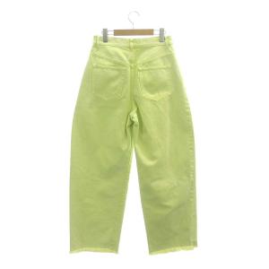 Grace Class 23SS ワイドコクーンデニムパンツ ジーンズ カラーデニム ジッパーフライ カットオフ ヴィンテージ加工 38 黄緑 イエローグリーン
