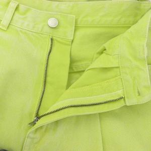 Grace Class 23SS ワイドコクーンデニムパンツ ジーンズ カラーデニム ジッパーフライ カットオフ ヴィンテージ加工 38 黄緑 イエローグリーン