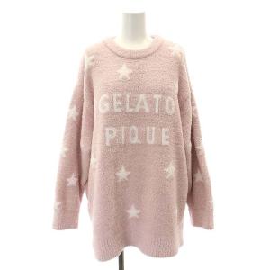 gelato pique セットアップ 上下 スター 総柄 パジャマ カットソー 長袖 パンツ F ピンク