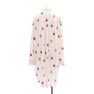 gelato pique セットアップ上下 ストロベリーモチーフシャツドレス 長袖 膝丈 ロングパンツ 総柄 ルームウェア ONE ピンク