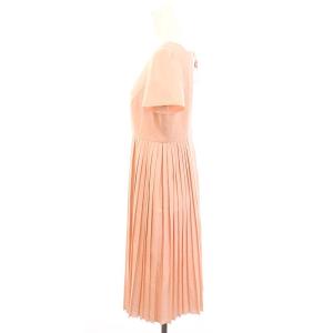 FOXEY NEW YORK サイドプリーツワンピース ひざ丈 半袖 40 ピンク 27358 /DF OS