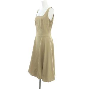 FOXEY NEW YORK ノースリーブバルーンワンピース ミモレ ロング スクエアネック 40 S ベージュ /AT OS