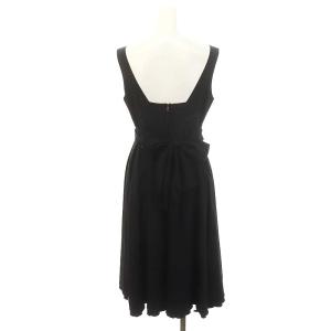 FOXEY NEW YORK バックリボンノースリーブワンピース ひざ丈 ノースリーブ 40 黒 ブラック 21328 /DF OS