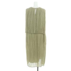 HYKE RANDOM PLEATED ノースリーブワンピース ロング 1 カーキ