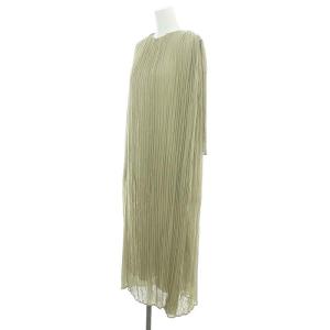 HYKE RANDOM PLEATED ノースリーブワンピース ロング 1 カーキ