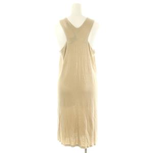 STELLA McCARTNEY ノースリーブワンピース 膝丈 ラメ糸 リネン混 40 ベージュ