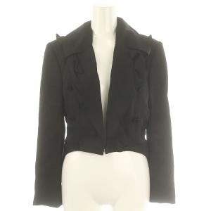 ショールカラージャケット 襟デザイン クロップド丈 44 黒 ブラック