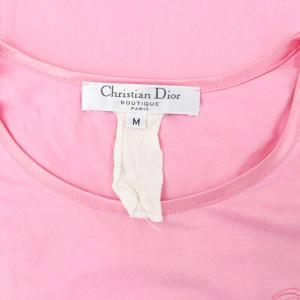 Christian Dior BOUTIQUE 刺繍カットソー Tシャツ 半袖 ロゴ パイピング フランス製 M ピンク