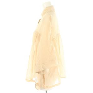 STELLA McCARTNEY ギャザー ブラウス 八分袖 シルク混 40 ベージュ