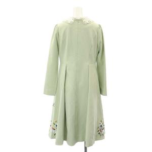 Chesty 22SS パンジー刺繍ワンピース ひざ丈 長袖 0 ミントグリーン マルチカラー