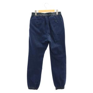 sacai ストライプパンツ ジョガーパンツ テーパード リネン混 1 紺 ネイビー 15-00753M