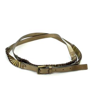 CELINE 散弾デザイン2連ラップベルト レザー 茶 ブラウン