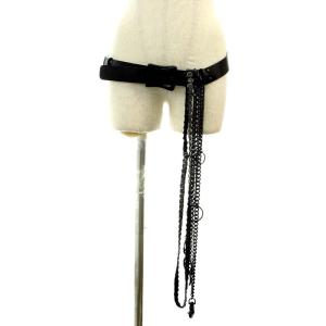 ANN DEMEULEMEESTER チェーン装飾レザーベルト ブラック