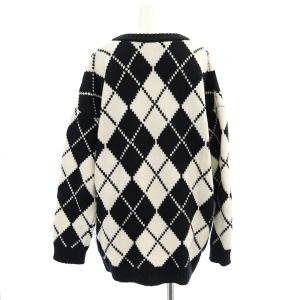 EVERYDAY I LIKE 22AW Argyle Vネック プルオーバー ニット セーター 長袖 アーガイル オーバーサイズ 黒 ブラック