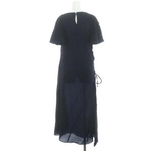 allureville 23AW サイドギャザーワンピース 半袖 ロング 2 紺 ネイビー /NR OS