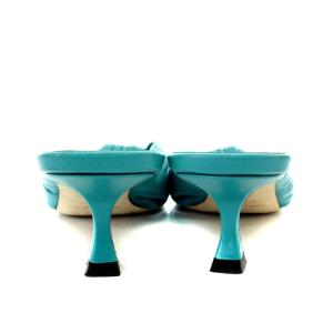 JIMMY CHOO AVENUE レザー ミュール サンダル ハイヒール スクエアトゥ レザー 35 22cm 水色 ブルー