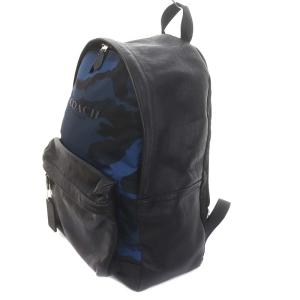 COACH カモフラージュ リュッサック バックパック レザー ナイロン 切替 紺 黒 ネイビー ブラック F71755