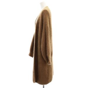 Spick&Span ファーニットカーディガン ロング 長袖 前開きトッパー 茶 ブラウン