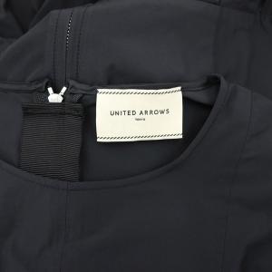 UNITED ARROWS T/C タフタ ワンピース ロング ミモレ丈 七分袖 38 黒 ブラック