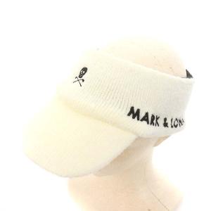 MARK&LONA ニットサンバイザー 帽子 ロゴ F 白 ホワイト 黒 ブラック