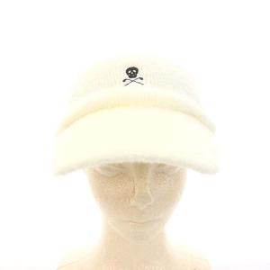 MARK&LONA ニットサンバイザー 帽子 ロゴ F 白 ホワイト 黒 ブラック